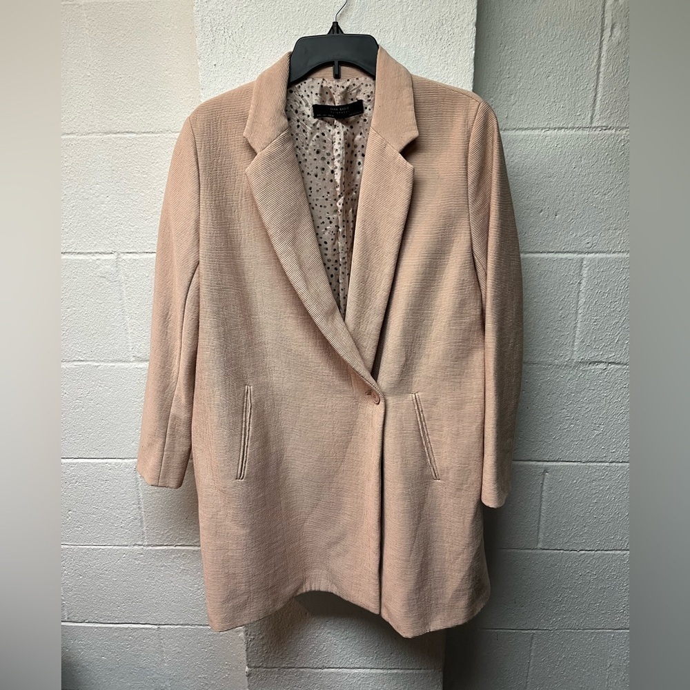 Women's Tan, pink tint Blazer Coat. L - Picture 1 of 4